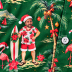 Fabric close up, polyester and spandex blend with all over transfer print