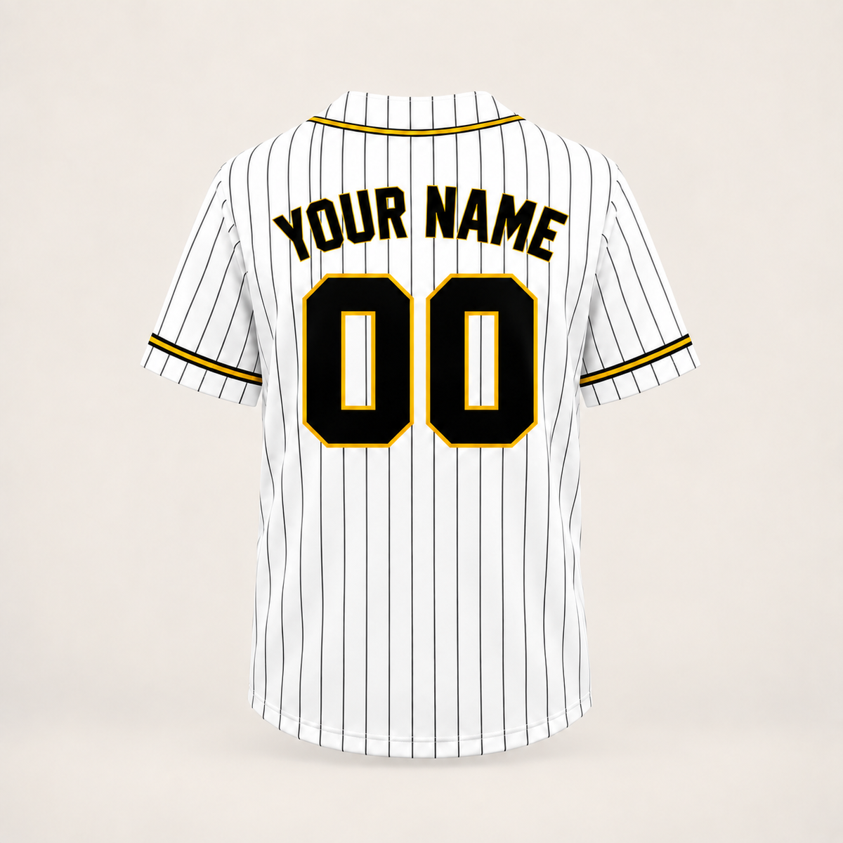 Back of the custom baseball jersey showing where the player name and number print