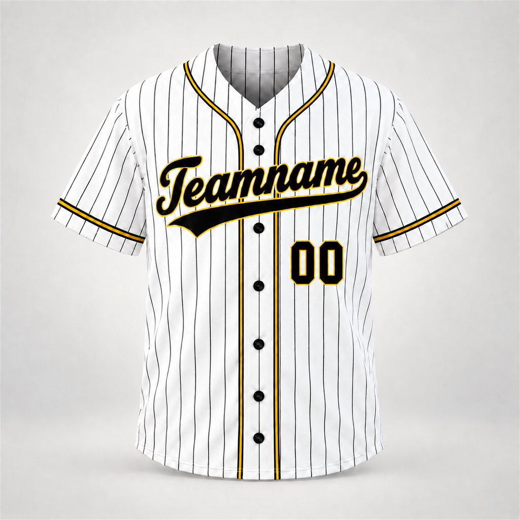 Front of the custom baseball jersey showing where the team name and number print