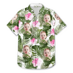 Custom Photo Tropical Leaves Funny Family Pet Face - Personalized Hawaiian Shirt