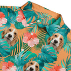Custom Photo Tropical Leaves Funny Family Pet Face - Personalized Hawaiian Shirt