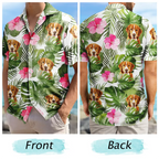 Custom Photo Tropical Leaves Funny Family Pet Face - Personalized Hawaiian Shirt