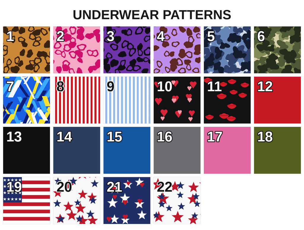 Underwear pattern chart, numbers 1 to 22