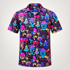 Neon mushroom and skull Halloween Hawaiian shirt