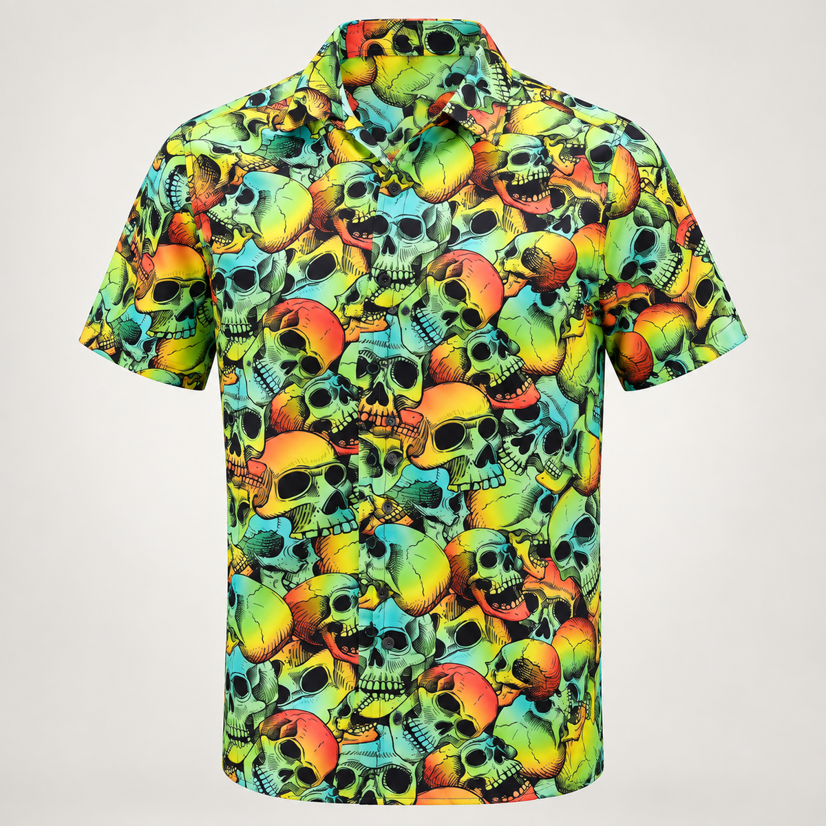 Neon skull pile Halloween Hawaiian shirt