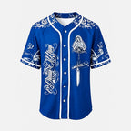 Virgin Mary Our Salvation Cross Rose Baseball Jersey - Sky Blue