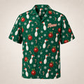Custom Christmas bowling shirt front with player name on the left chest