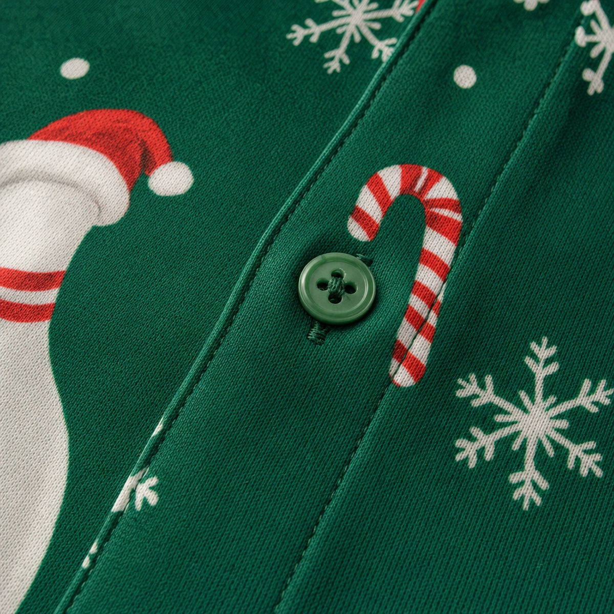 Fabric close-up of the Christmas bowling shirt print
