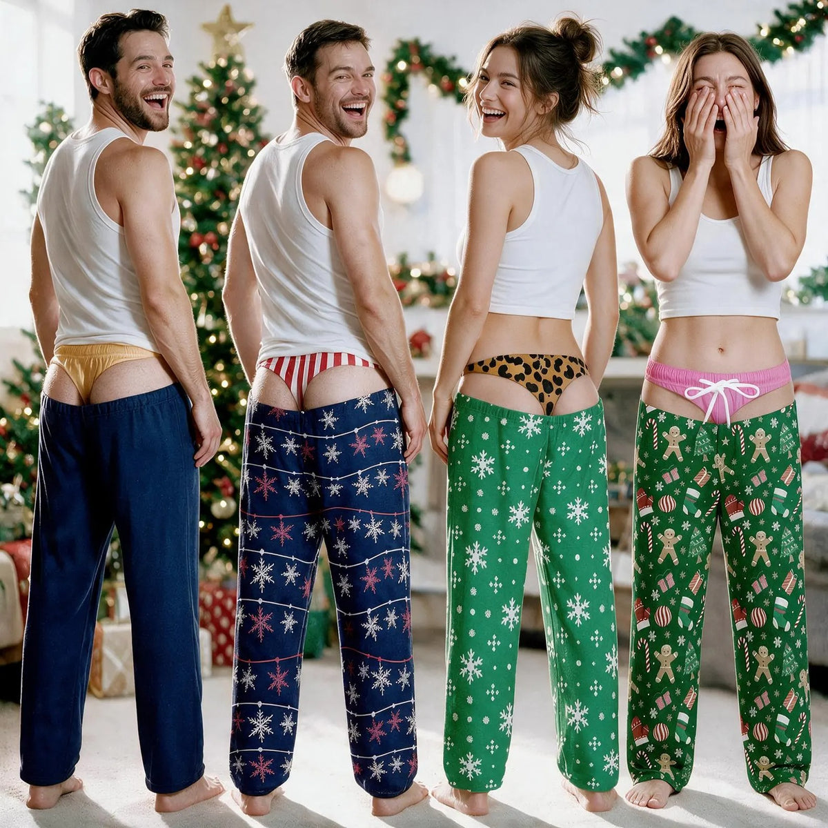 Funny Underwear Print Christmas Pajama Pants for Men & Women
