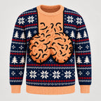 Navy Snowflake ugly Christmas sweater, front view
