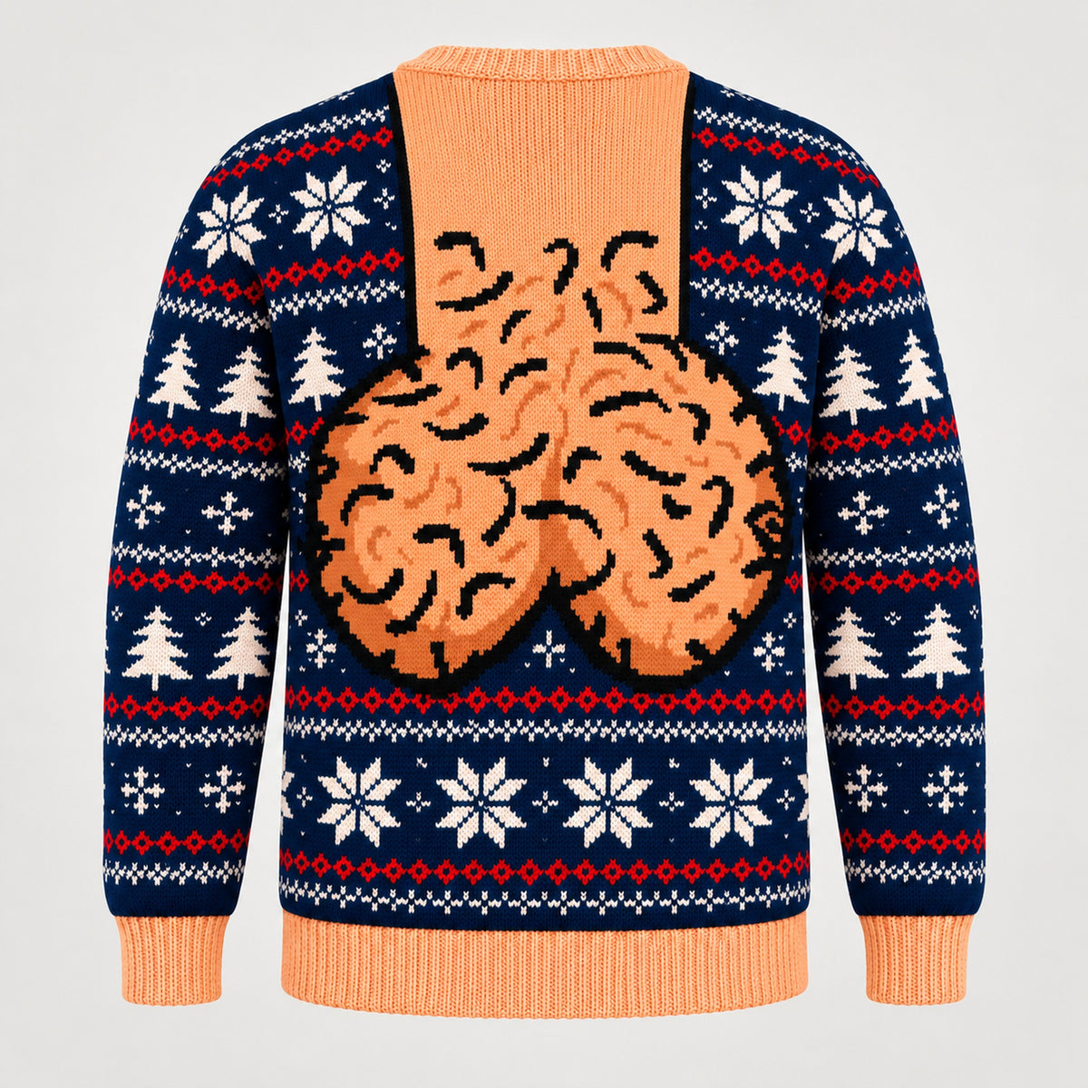 Navy Snowflake ugly Christmas sweater, back view