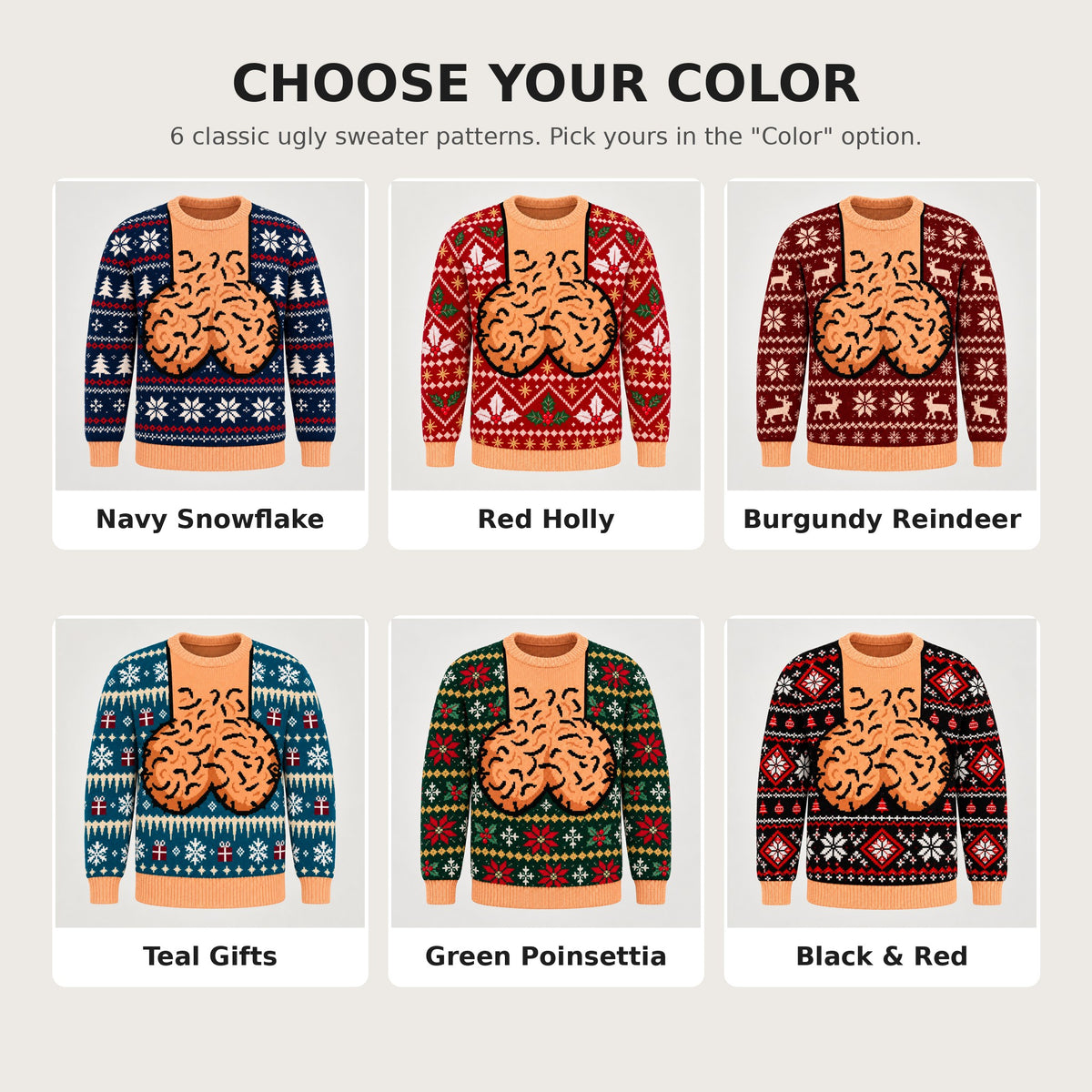 Choose your colourway - all six designs side by side