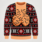 Black & Red ugly Christmas sweater, front view