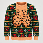 Green Poinsettia ugly Christmas sweater, front view