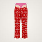 Women's pajama pants back view with printed pink brief