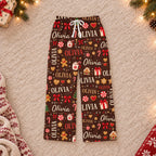 Custom name Christmas pajama pants, Design 1, Brown