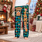 Design 2 teal buffalo plaid gingerbread pajama pants with custom name