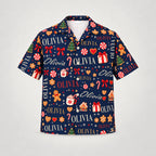 Design 1 Navy, custom name Christmas Hawaiian shirt (sample name OLIVIA)