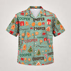Design 2 Mint, custom name Christmas Hawaiian shirt (sample name COOPER)