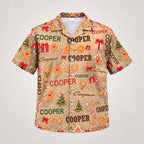 Design 2 Orange, custom name Christmas Hawaiian shirt (sample name COOPER)