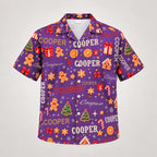 Design 2 Purple, custom name Christmas Hawaiian shirt (sample name COOPER)