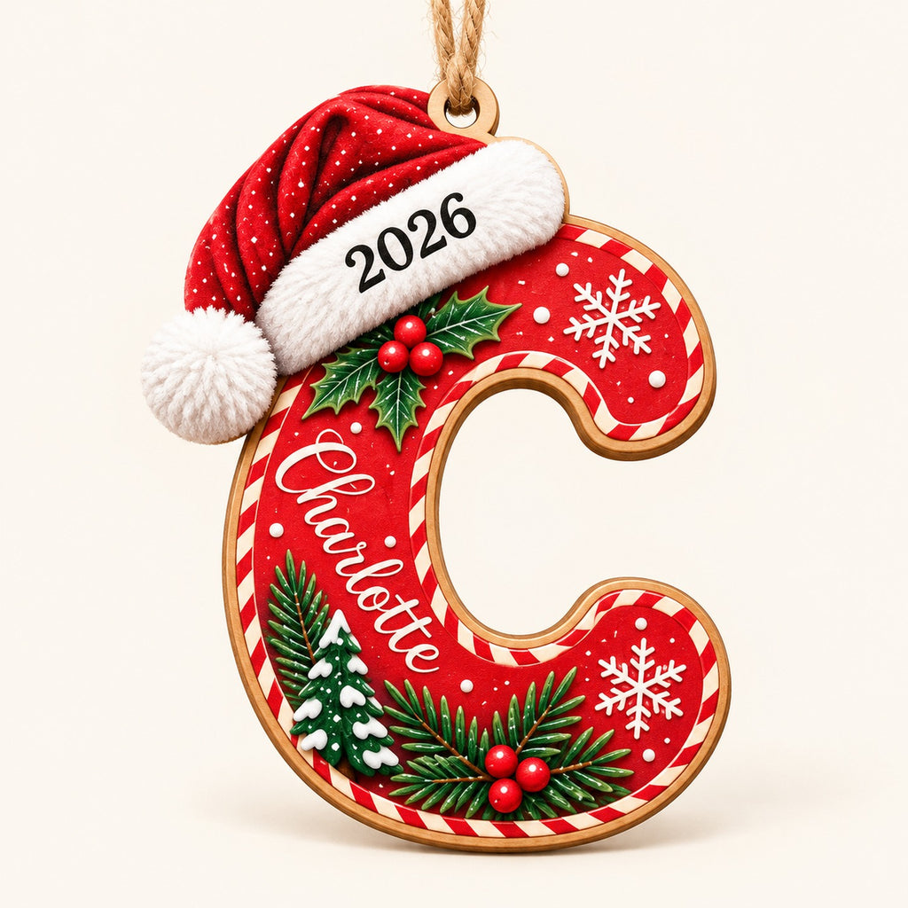 Letter C initial Christmas ornament with name