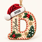 Letter D initial Christmas ornament with name