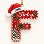 Letter F initial Christmas ornament with name