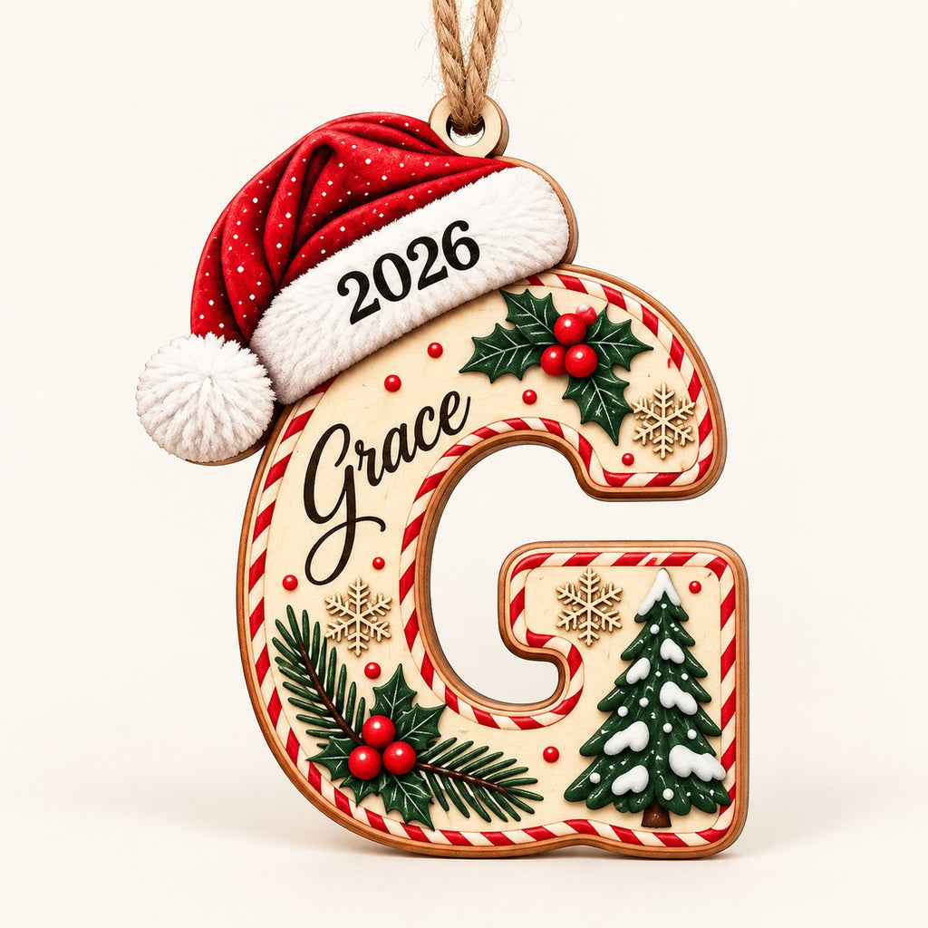 Letter G initial Christmas ornament with name