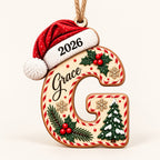 Letter G initial Christmas ornament with name