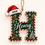 Letter H initial Christmas ornament with name