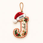 Letter J initial Christmas ornament with name