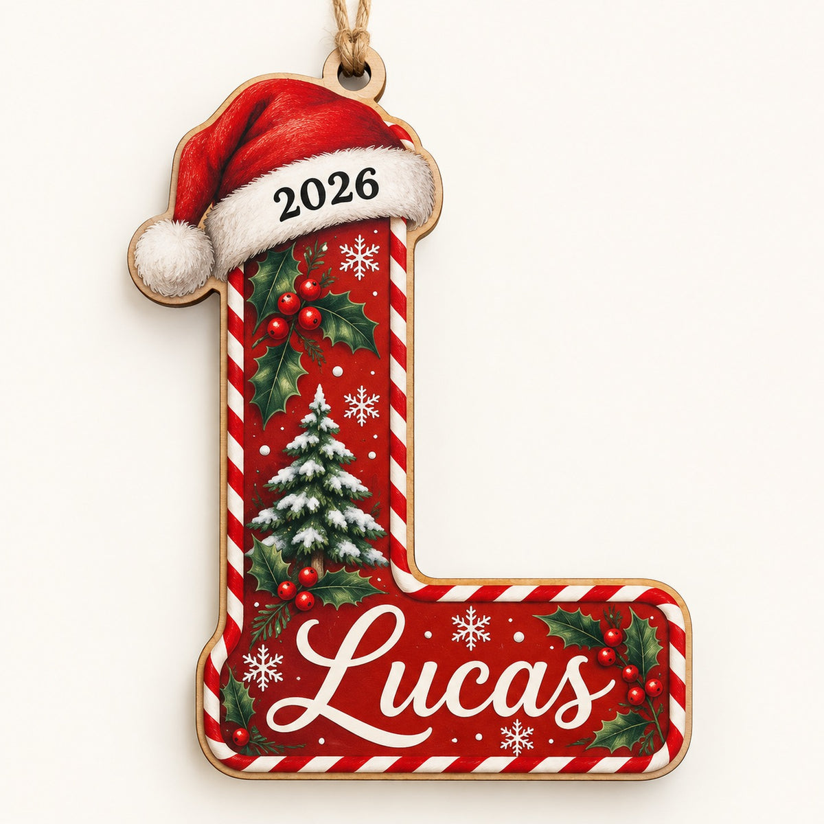 Letter L initial Christmas ornament with name