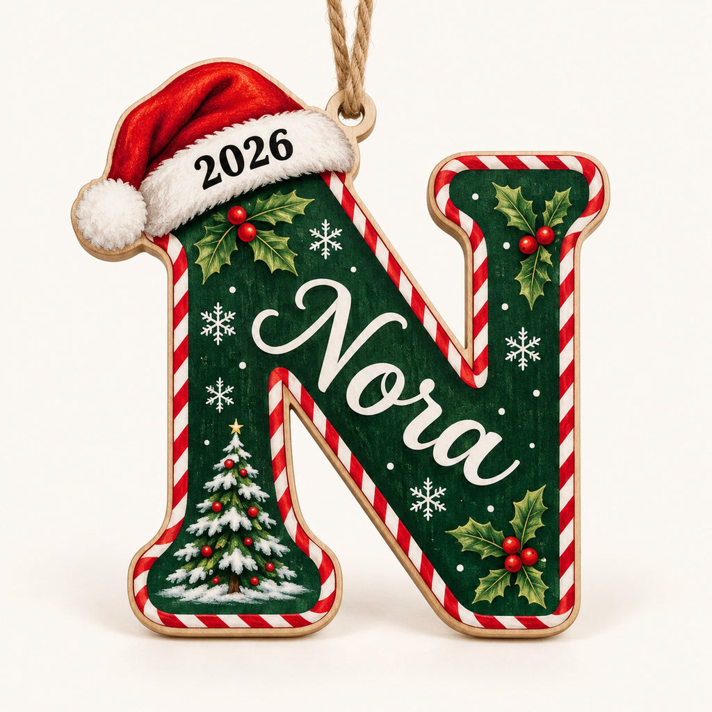 Letter N initial Christmas ornament with name