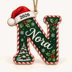Letter N initial Christmas ornament with name
