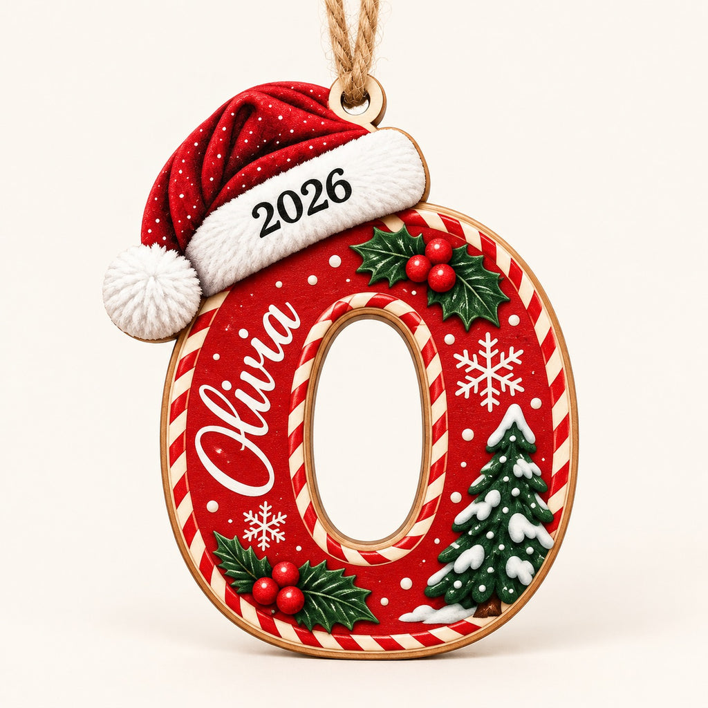 Letter O initial Christmas ornament with name