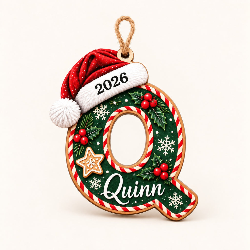 Letter Q initial Christmas ornament with name
