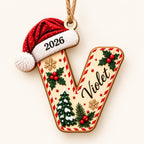 Letter V initial Christmas ornament with name