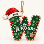 Letter W initial Christmas ornament with name