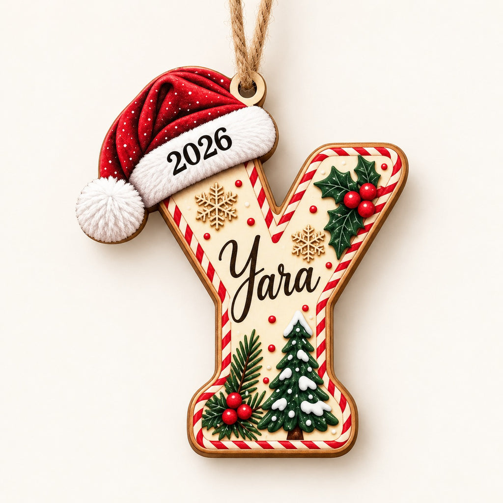 Letter Y initial Christmas ornament with name