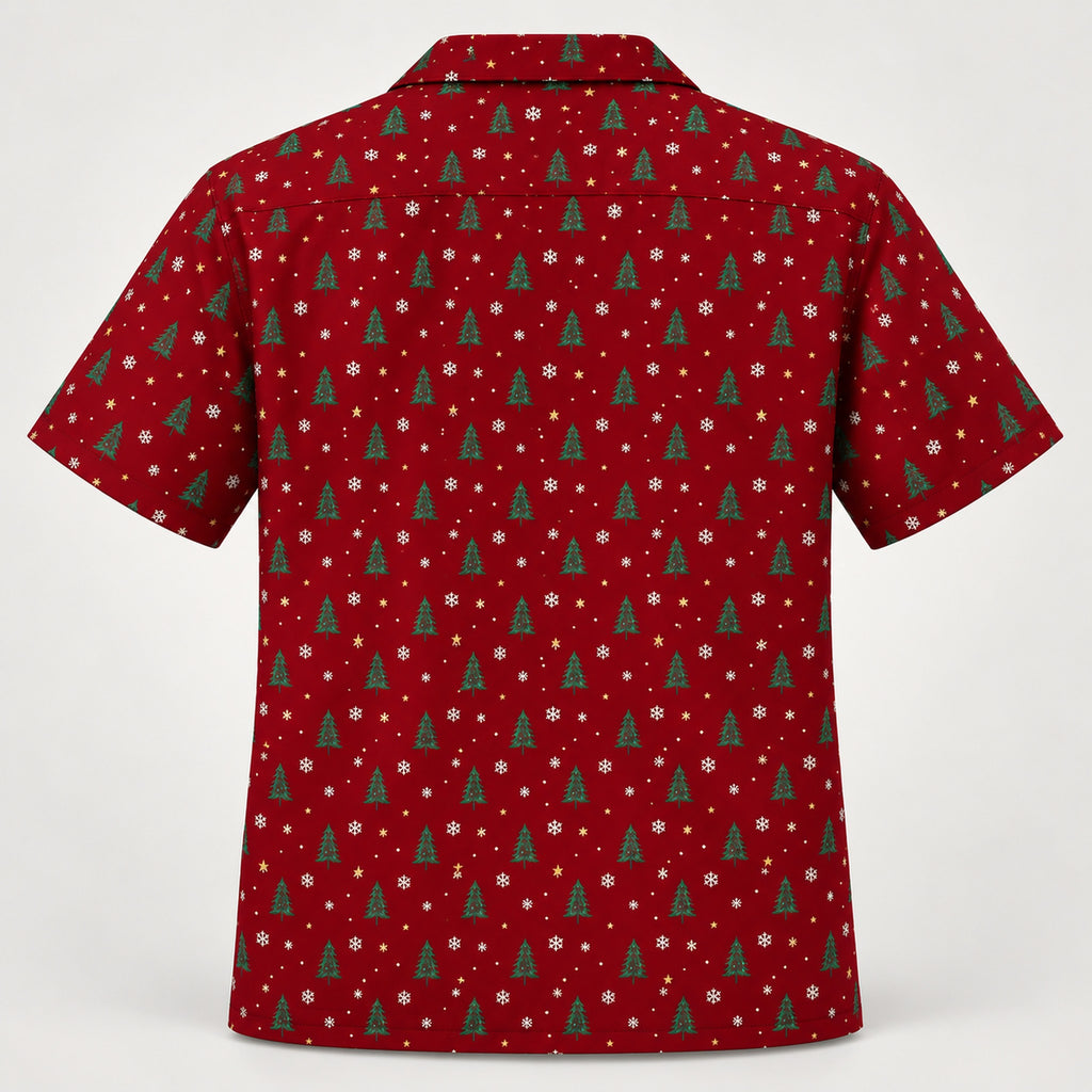 Design 1 red Christmas tree Hawaiian shirt, back