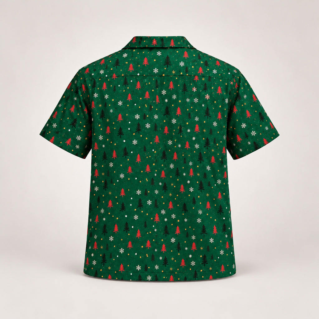 Design 2 green Christmas tree Hawaiian shirt, back