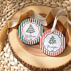 Green and red stripe personalized ceramic ornaments William and Morgan 2026