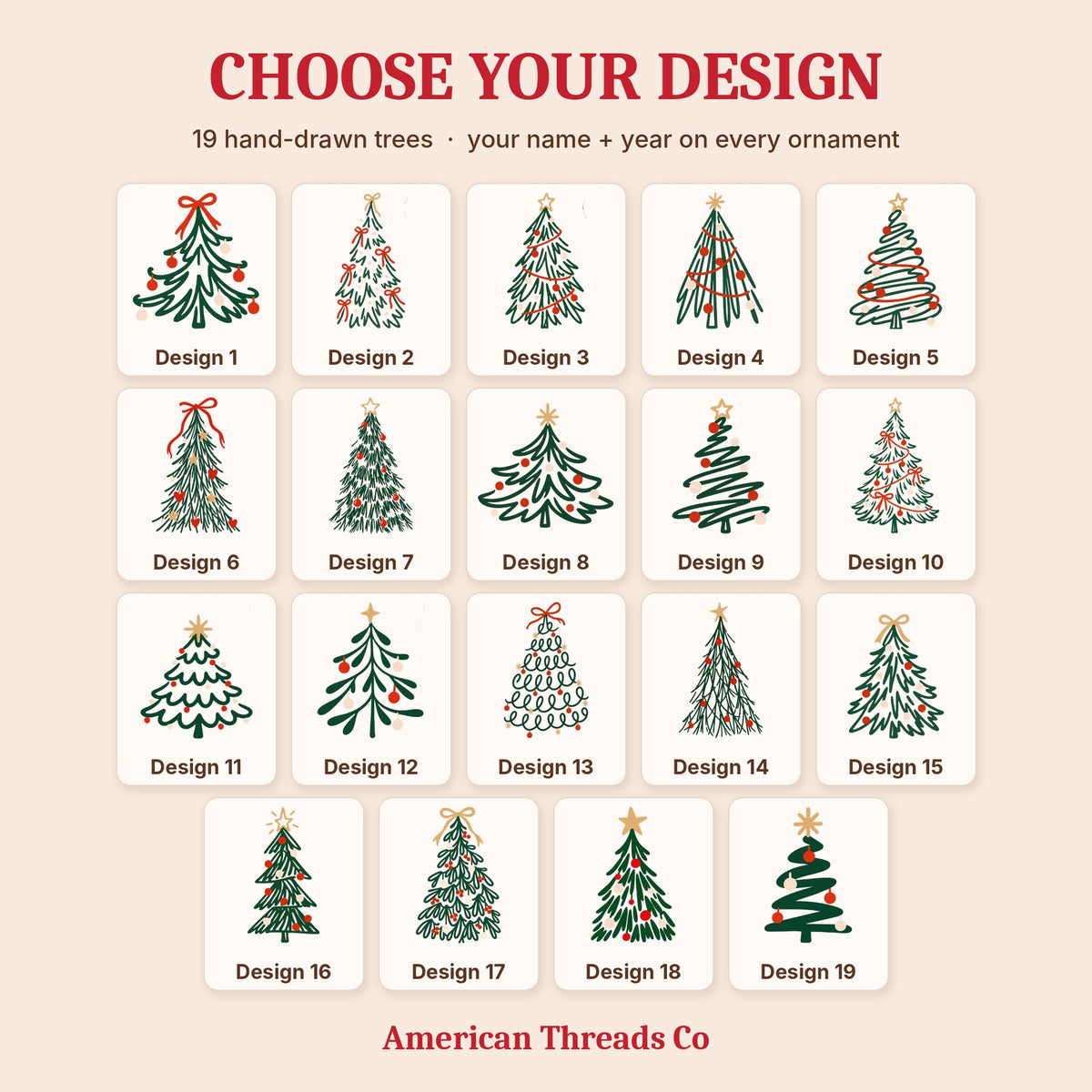 Choose your design: 19 hand-drawn Christmas trees